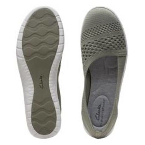 Clarks Cloudsteppers Adella Moon WOMENS Knit Slip-Ons SHOES-SNEAKERS  Olive - Picture 4 of 4